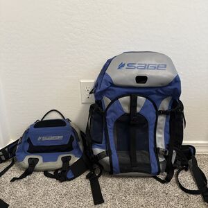 Sage Technical Blue/Grey Fishing 28L Backpack w/Matching Waist Pack
